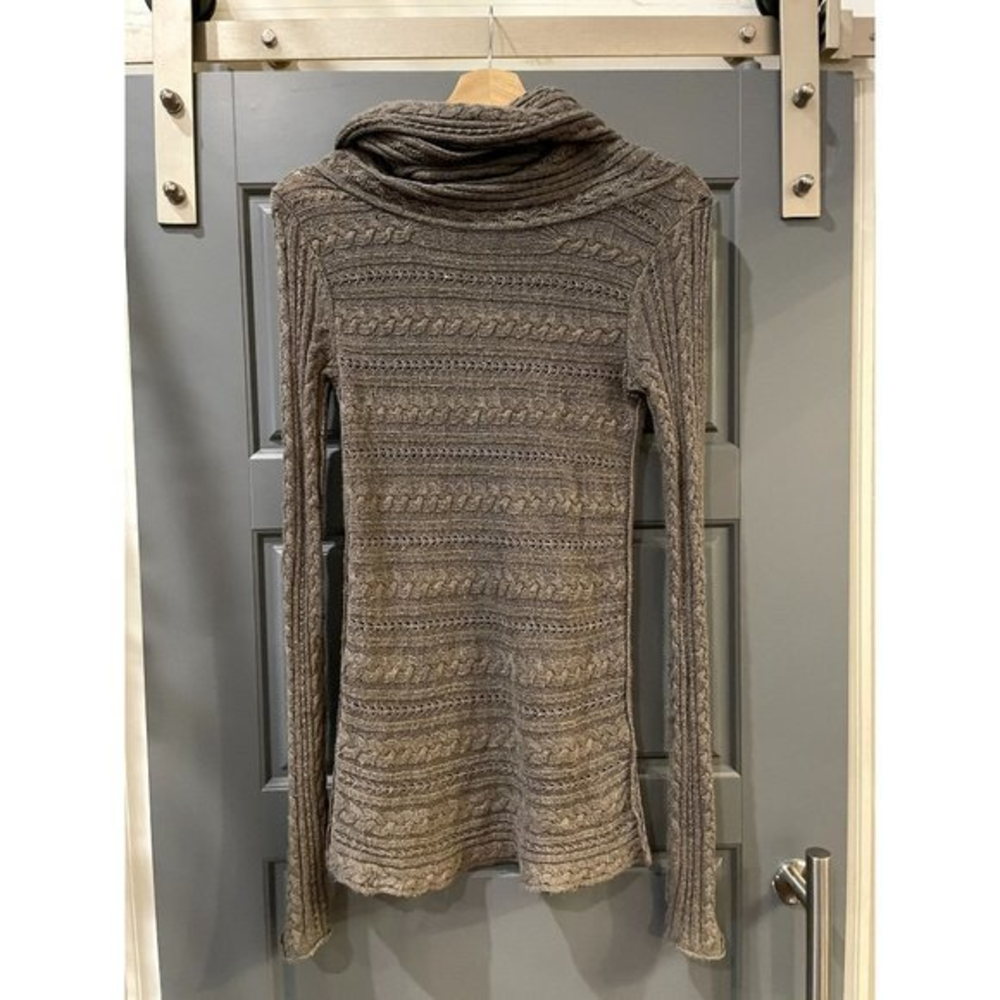 Ruby Moon Womens Brown Cable Knit Cowl Neck Long Sleeve Sweater Size M